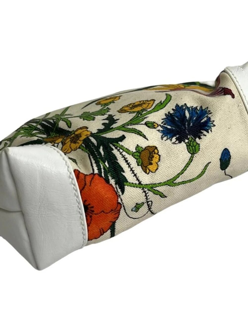 GUCCI Flora,Old Gucci - Cream Dark Green Multi Coated Canvas Leather Pouch - Picture 3 of 10